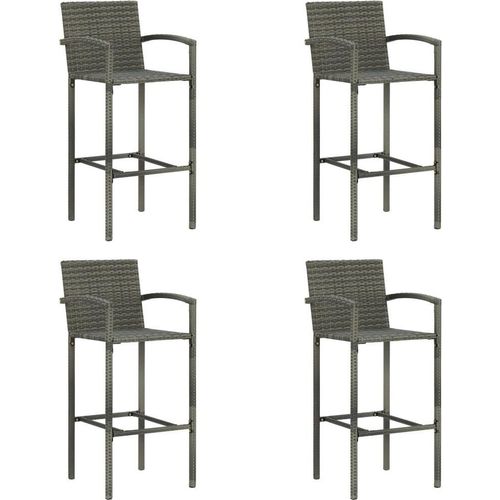 Barhocker 4 Stk. Grau Poly Rattan