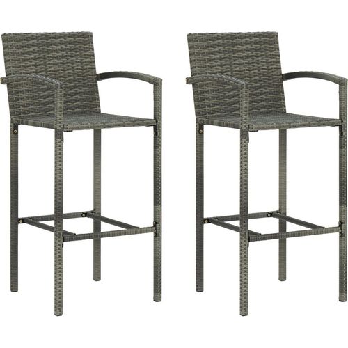 Barhocker 2 Stk. Grau Poly Rattan