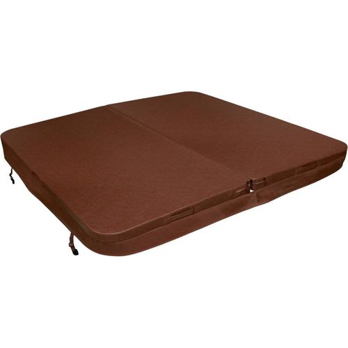 Whirlpool Abdeckung Spa 220x220cm Quadratisch Braun Hardtop Wetterfest PVC-Leder