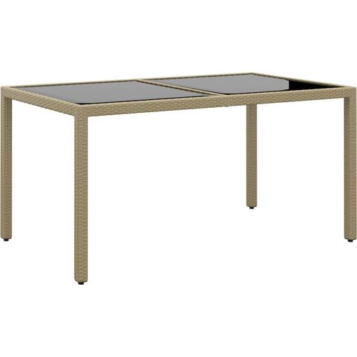 Gartentisch 150x90x75 cm Hartglas und Poly Rattan Beige