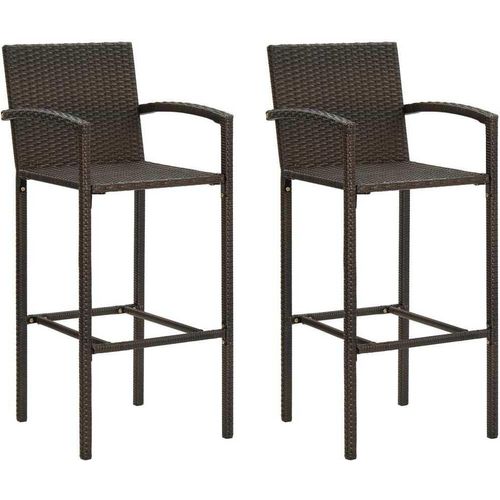 Barhocker 2 Stk. Braun Poly Rattan