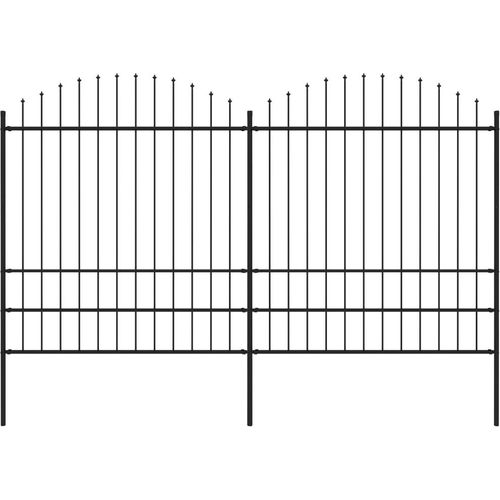 Gartenzaun mit Speerspitzen Stahl (1,75 - 2) x 3,4 m Schwarz