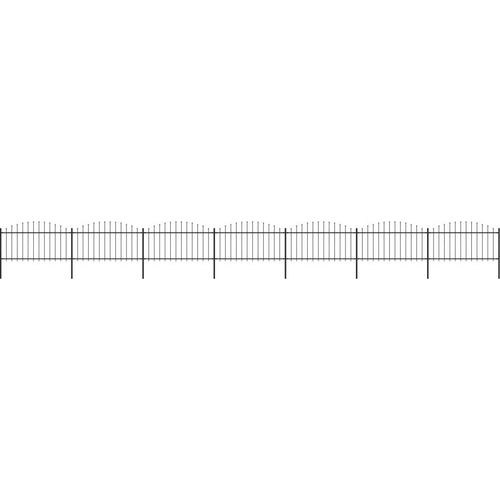 Gartenzaun mit Speerspitzen Stahl (1,25 - 1,5) x 11,9 m Schwarz