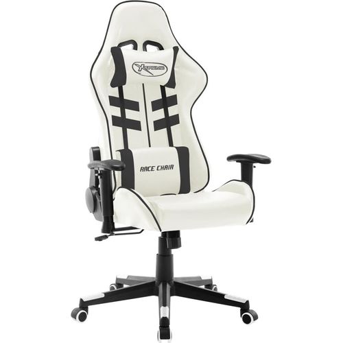 Gaming-Stuhl Weiß und Schwarz Kunstleder