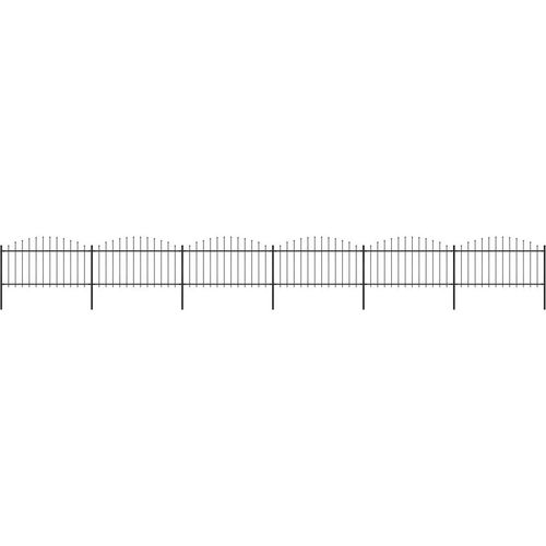 Gartenzaun mit Speerspitzen Stahl (1,25 - 1,5) x 10,2 m Schwarz