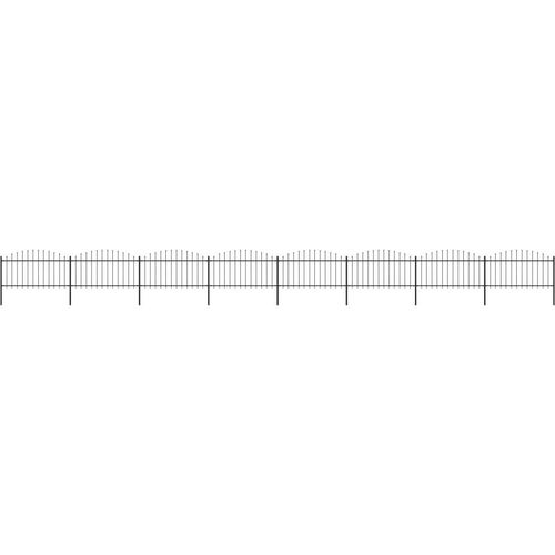 Gartenzaun mit Speerspitzen Stahl (1,25 - 1,5) x 13,6 m Schwarz