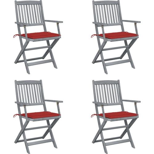 Klappbare Gartenstühle 4 Stk. mit Sitzkissen Massivholz Akazie