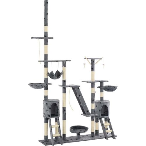 Katzen-Kratzbaum Sisal 230-250 cm Pfoten-Aufdruck Grau