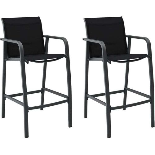 Garten-Barstühle 2 Stk. Schwarz Textilene