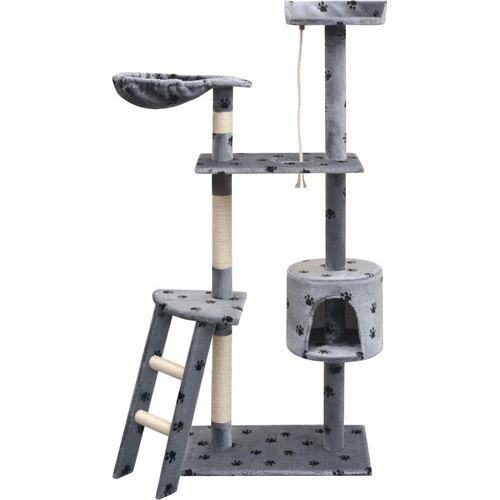 Katzen-Kratzbaum 150 cm Pfoten-Aufdruck Grau