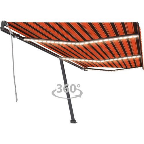 Markise Manuell Einziehbar mit LED 600x300 cm Orange Braun