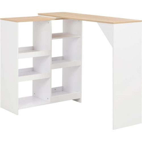Bartisch mit Beweglichem Regal Weiß 138x39x110 cm