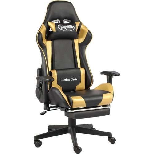 Gaming-Stuhl mit Fußstütze Drehbar Golden PVC