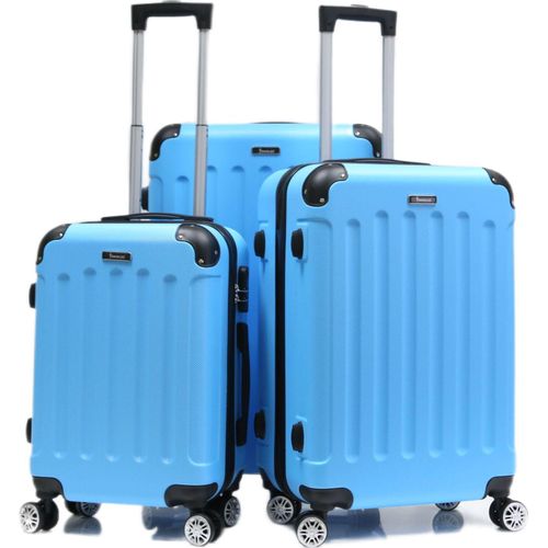 Reisekoffer Koffer 3 tlg Hartschale Trolley Set Kofferset Handgepäck Gepäck Reisetasche Skyblue