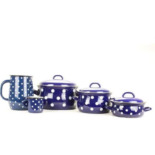 Belis Emaille-Geschirrset PUNTÍK blau 5-teilig