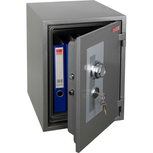 Tresor HWC-L48, feuerfest (60min) Safe Geldschrank Doppelbolzenverriegelung, 44kg Metall 52x36x39cm 20L grau