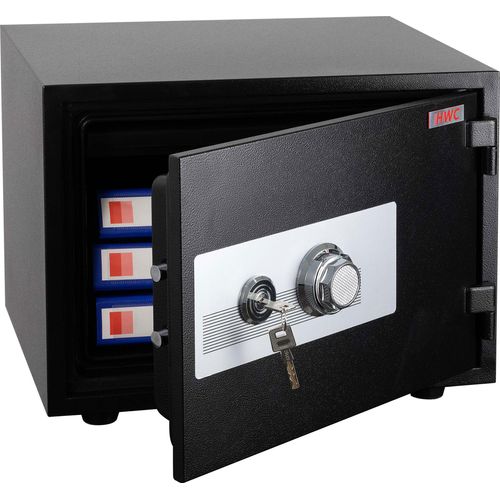Tresor HWC-L48, feuerfest (60min) Safe Geldschrank Doppelbolzenverriegelung, 44kg Metall 38x50x44cm 19L schwarz