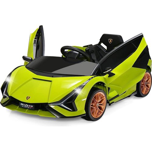 Lamborghini 12 V Kinder Elektroauto Sian FKP 37, mit 2,4 Ghz Fernbedienung & Sicherheitsgurt, Kinderauto, Kinderfahrzeug mit Licht & Musik & Hupe, Elektrofahrzeug für Kinder ab 3 Jahre (Grün)