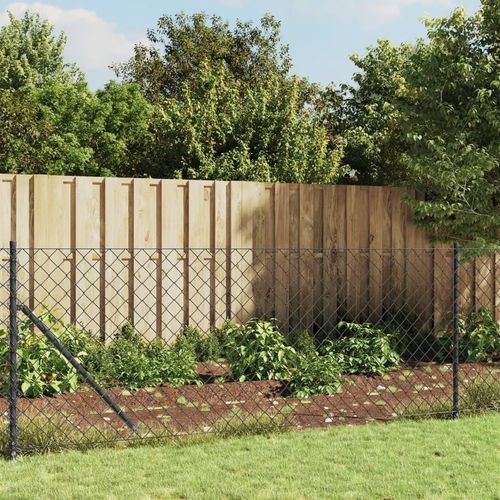 [Home] Maschendrahtzaun mit Bodenhülsen Anthrazit 0,8x25 m , Neue Mode 2024 im häuslichen Leben
