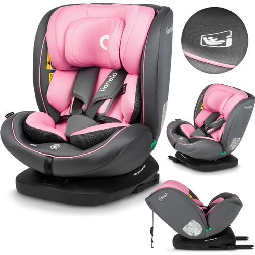 Lionelo Bastiaan i-Size Autokindersitz ab Geburt bis 12 Jahre, ab 0 kg bis 36 kg, i-Size, Isofix + Top Tether - Rosa