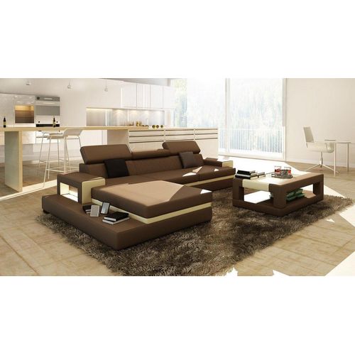 Wohnlandschaft Ecksofa Ledersofa Polster Couch JVmoebel
