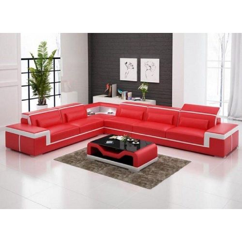 Garnitur Ecksofa Designer Leder Textil Polster JVmoebel