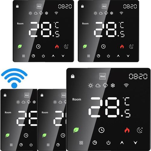 5X Tuya Wifi Thermostat, Digital LCD Raumthermostat Thermostat Wandthermostat Unterputz Fussbodenheizung fuer Warmwasserbereitung/Boiler mit woechentlich programmierbarer Funktion,Schwarz