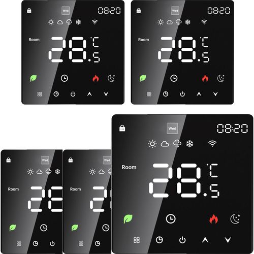 5X Digital LCD Raumthermostat Thermostat Wandthermostat Unterputz Fussbodenheizung fuer Warmwasserbereitung/Boiler mit woechentlich programmierbarer Funktion,Schwarz