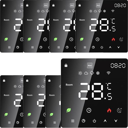 8X Digital LCD Raumthermostat Thermostat Wandthermostat Unterputz Fussbodenheizung fuer Warmwasserbereitung/Boiler mit woechentlich programmierbarer Funktion,Schwarz