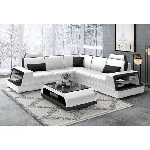 Wohnlandschaft Ecksofa Couch Polster Ledersofa JVmoebel