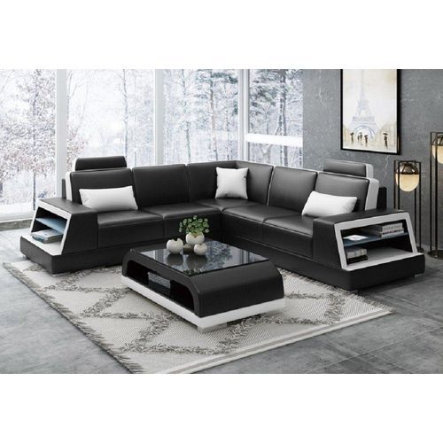 Wohnlandschaft Ecksofa Couch Polster Ledersofa JVmoebel
