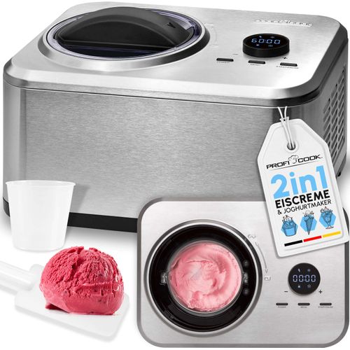 ProfiCook Eismaschine und Joghurtbereiter | Eis in 20 min. | für bis zu 1500ml | für Eis & Frozen Joghurt | Inkl. Rezeptvorschläge | PC ICM 1268