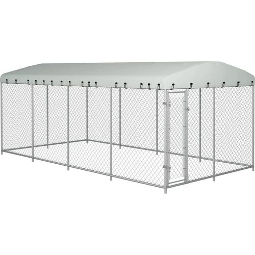 Outdoor-Hundezwinger mit Überdachung 7,6x3,8x2,3 m