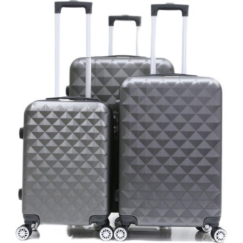 Reisekoffer Koffer 3 tlg Hartschale Trolley Set Kofferset Handgepäck Gepäck Reisetasche ABS-07 Silber