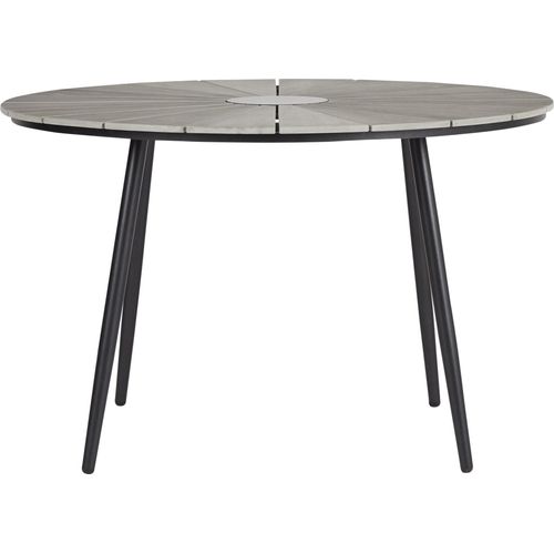 Dance Gartentisch Ø120 cm, schwarz und hellgrau.
