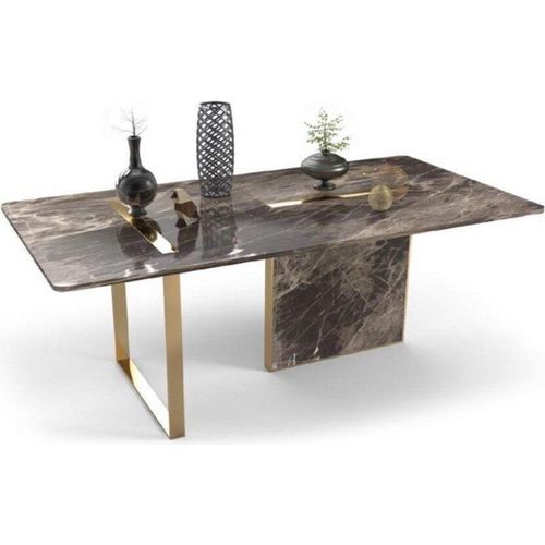 Esszimmer Esstisch Designer Luxus Edelstahl Holz JVmoebel