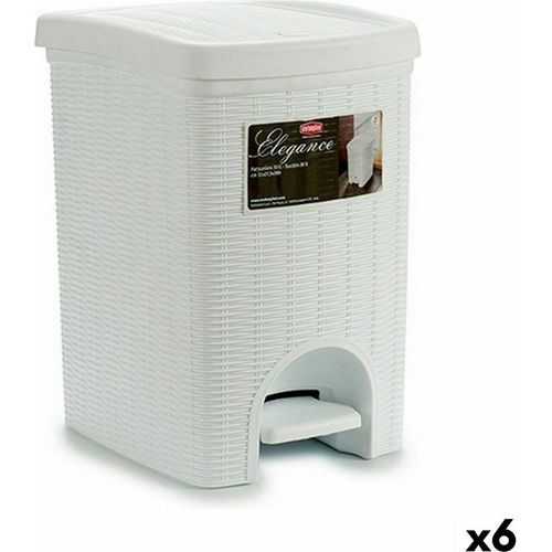 Papierkorb mit Pedal Stefanplast Elegance Weiß Kunststoff 20 L 27,5 x 38,5 x 31 cm (6 Stück)