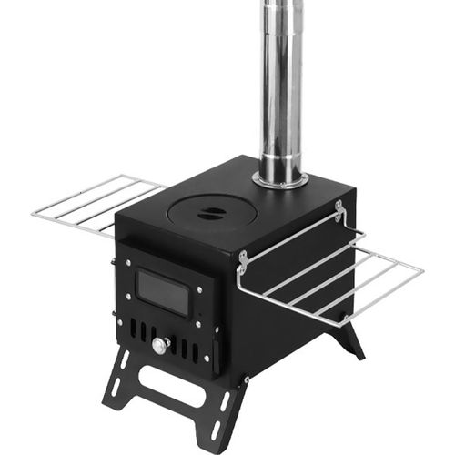 Outdoor Camping Holzofen Brennholzbrenner Edelstahl faltbare Heizung mit Zelt Feuerfenster Terrassenkamin Lagerfeuer Kochen Ideal fuer Picknicks