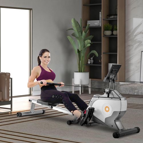 Fortuna Lai Rudergerät Klappbar Rudermaschine Fitnessgeräte mit 8 Magnetwiderstandsstufen und LCD-Display, leiser Magnetbremssystem und Aluminiumlegierungsrahmen, Max.Benutzergewicht 120kg