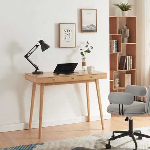 Schreibtisch 'Hässleholm' Bambus 3 Schubladen 100x50x75cm Natur