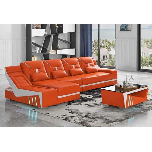 Couchen Designersofa Ecksofa Sofa L Form Orange Couch Sofas Eck Möbel JVmoebel