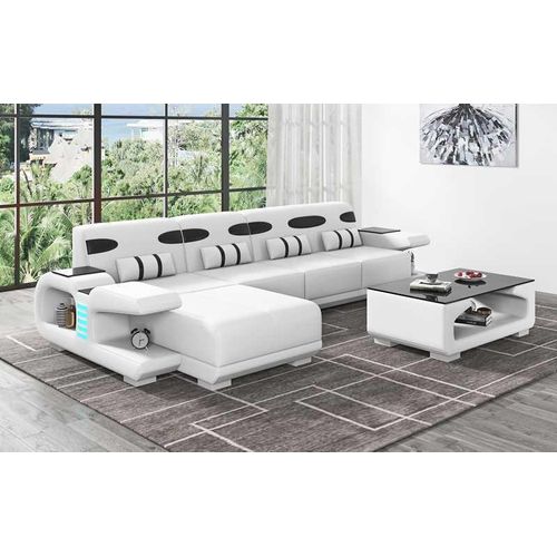 Couch Ecksofa L Form Liege Weiß Modern Ledersofa Kunstleder Sofa Sofas JVmoebel