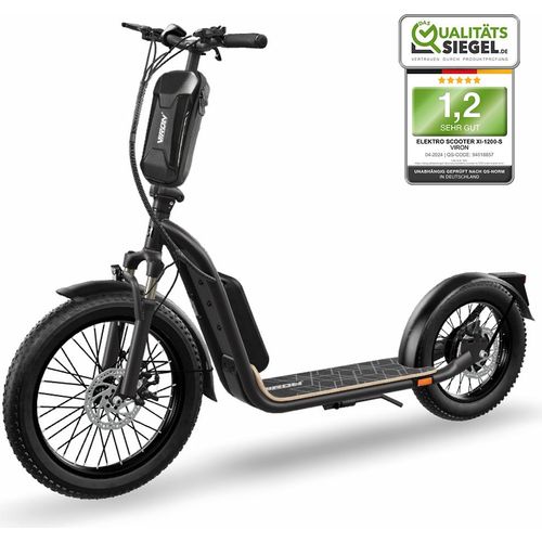 E-Scooter mit Straßenzulassung - XI-1200-S - LongRange 20Ah, Elektro Scooter mit ABE, eKFV Zulassung, Elektroroller Faltbar, Roller EScooter - schwarz