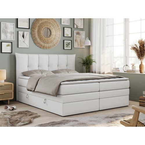 Boxspringbett 7-Zonen Taschenfederkernmatratze und Topper - PREMIUM-10-KING - 160x200cm - Weiß - H4