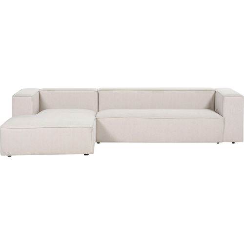 BELIANI Ecksofa Beige Stoff L-förmig 3-Sitzer Sofa mit Chaiselongue Rechtsseitig Wohnzimmermöbel Modern Wohnzimmer Ausstattung Wohnecke Sitzecke