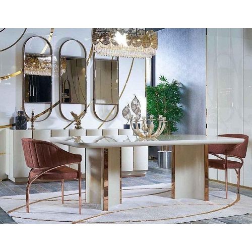 Esszimmer Luxus Esstisch Gold Edelstahl 200x100x74 JVmoebel