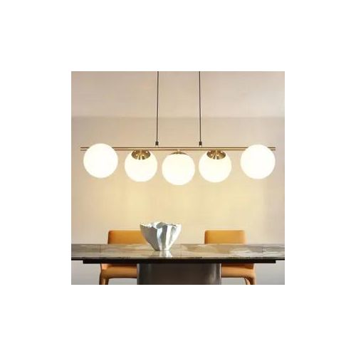 ZMH Pendelleuchte Esstisch Glas Hängeleuchte Gold Hängelampe E27 5 Flammig 150CM Höhenverstellbar Kreative für Esszimmer Wohnzimmer Bartheke I ohne Leuchtmittel