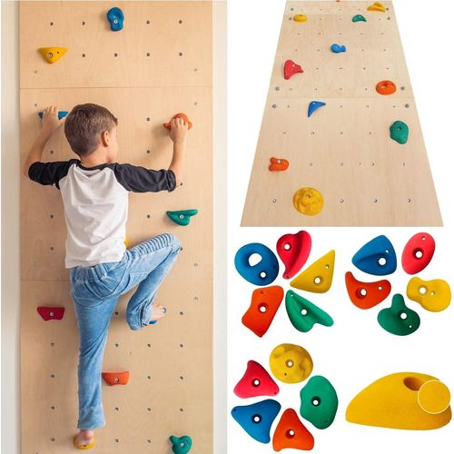 Create for you®- Kletterwand für Kinder - Hauskletterwand - Klettergerüst und Spielgeräte Indoor - Montessori Spielzeug - 225x75 cm + 15 Klettersteine