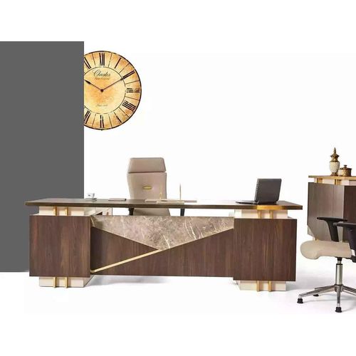Schreibtisch Eckschreibtisch Luxus Edelstahlmöbel Arbeitszimmer Büro JVmoebel