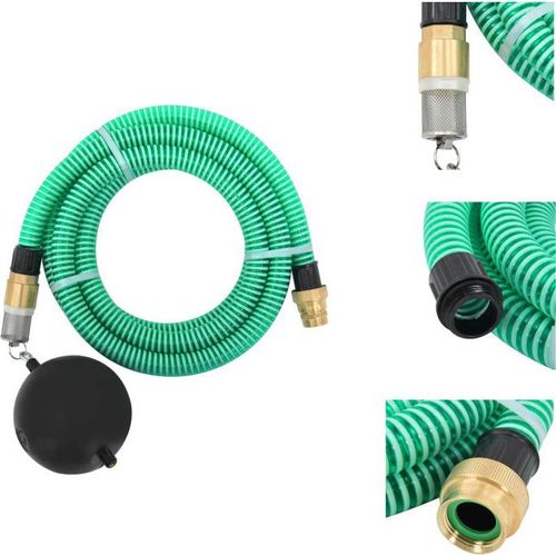 vidaXL Saugschlauch mit Messing-Anschlüssen Grün 1,1
